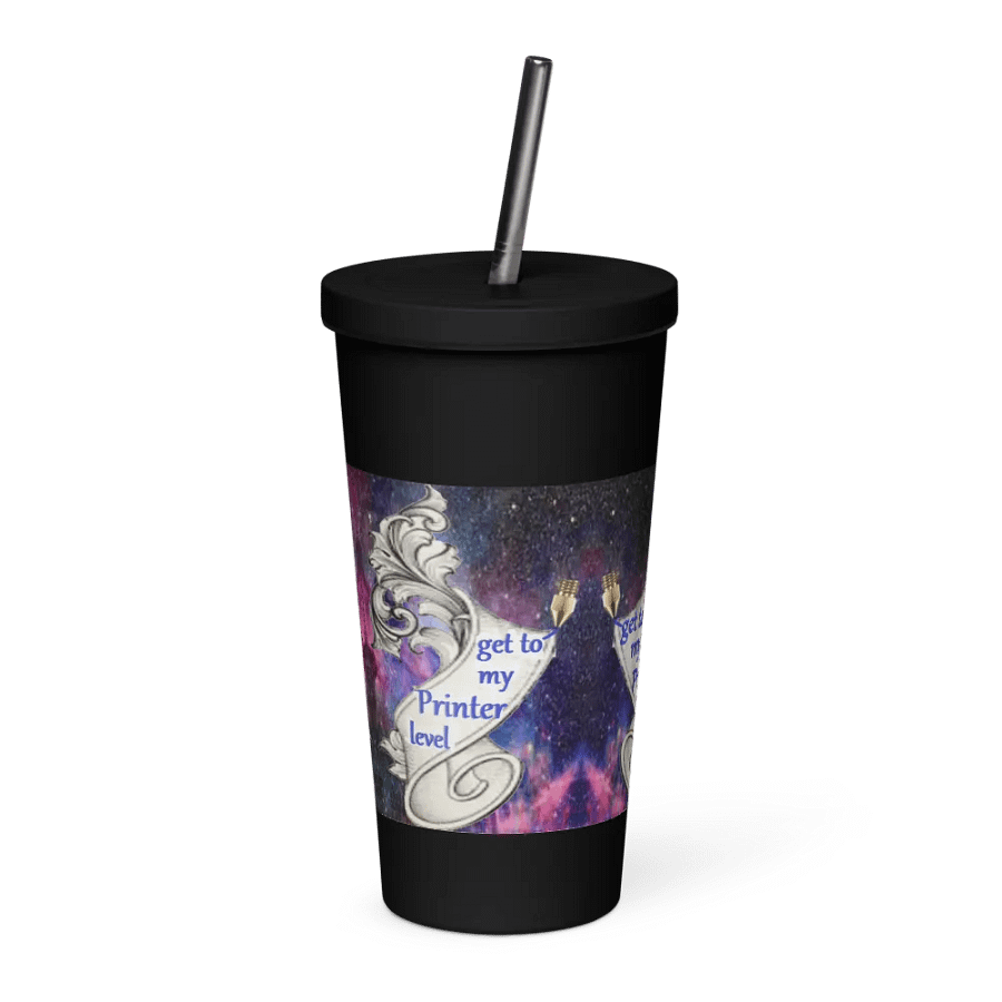 Isolierbecher mit Strohhalm, get to my Printer level Motiv product image (4)