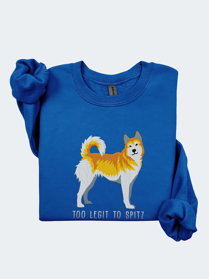 Too Legit to Spitz Sweatshirt (Embroidered) of a Siberian Husky(Lemon & White) product image (1)