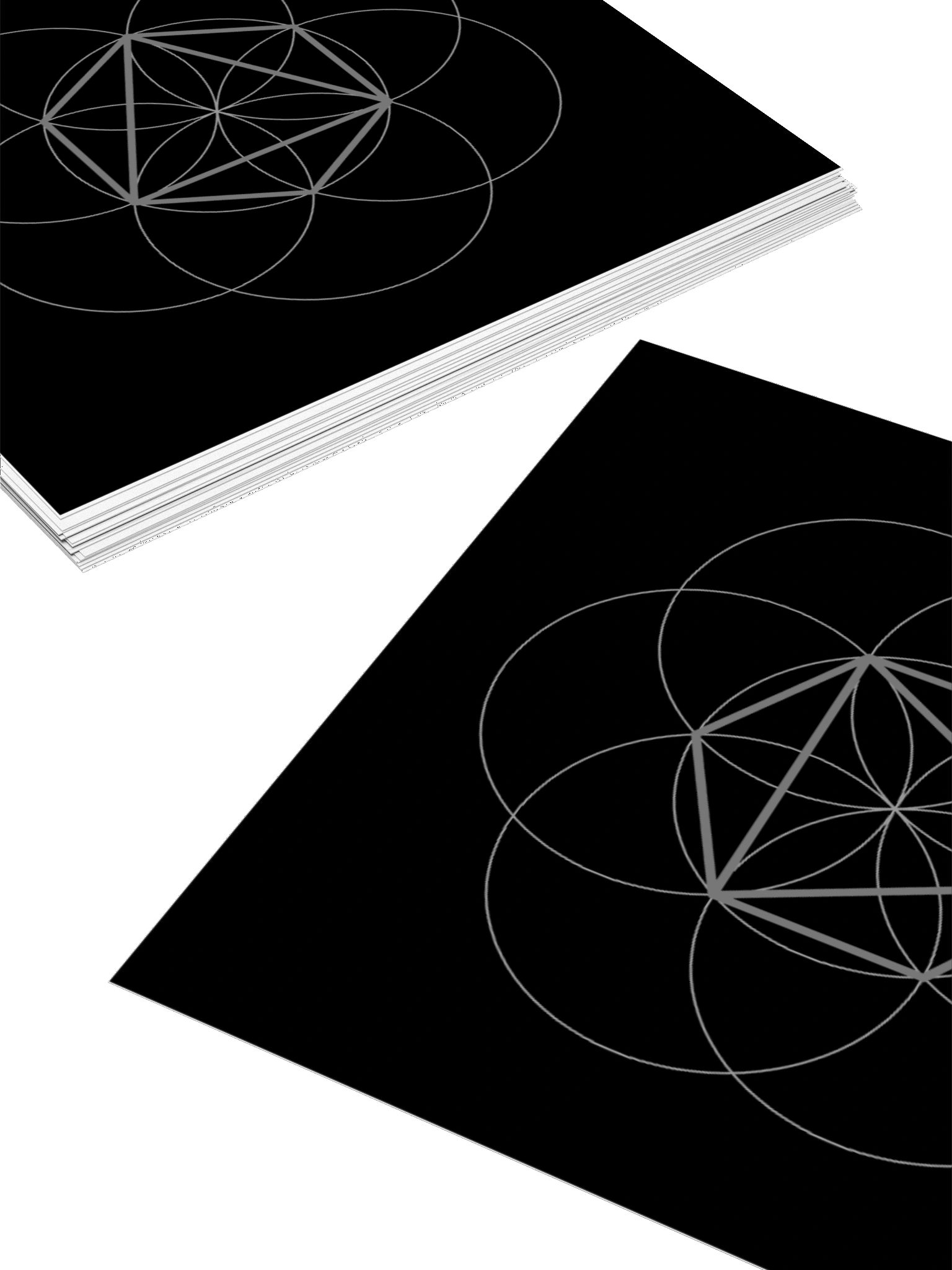 Octahedron Square Sticker – Grey with Flower of Life on Black product image (11)