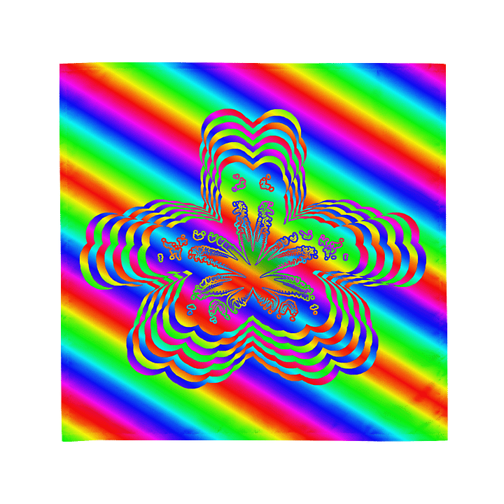 Rainbow Cannabis Queer Pride Bandana, Twisted Summertime LGBTQIA+ Accessory, Neon Trippy 420 Rave Fashion, Strange Stoner Weed Leaf Art product image (1)