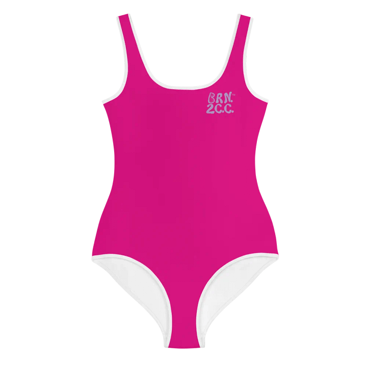 💖Girls' | Youth | Vibrant Pink Power Wave | BRN.2C.C.™ | Swimsuit 👙| Lavender Logos product image (2)