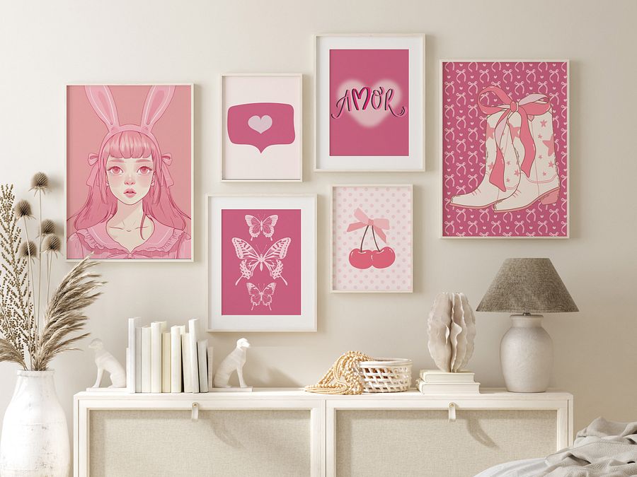 Coquette Gallery Wall Set of 22 DIGITAL Pastel Pink Prints product image (5)