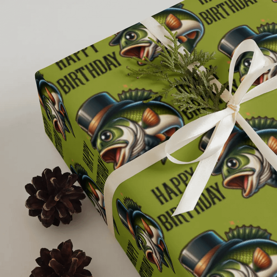 Wrapping Paper Sheets Happy Birthday With A Dapper Jumping Bass Gift Wrap Set product image (8)