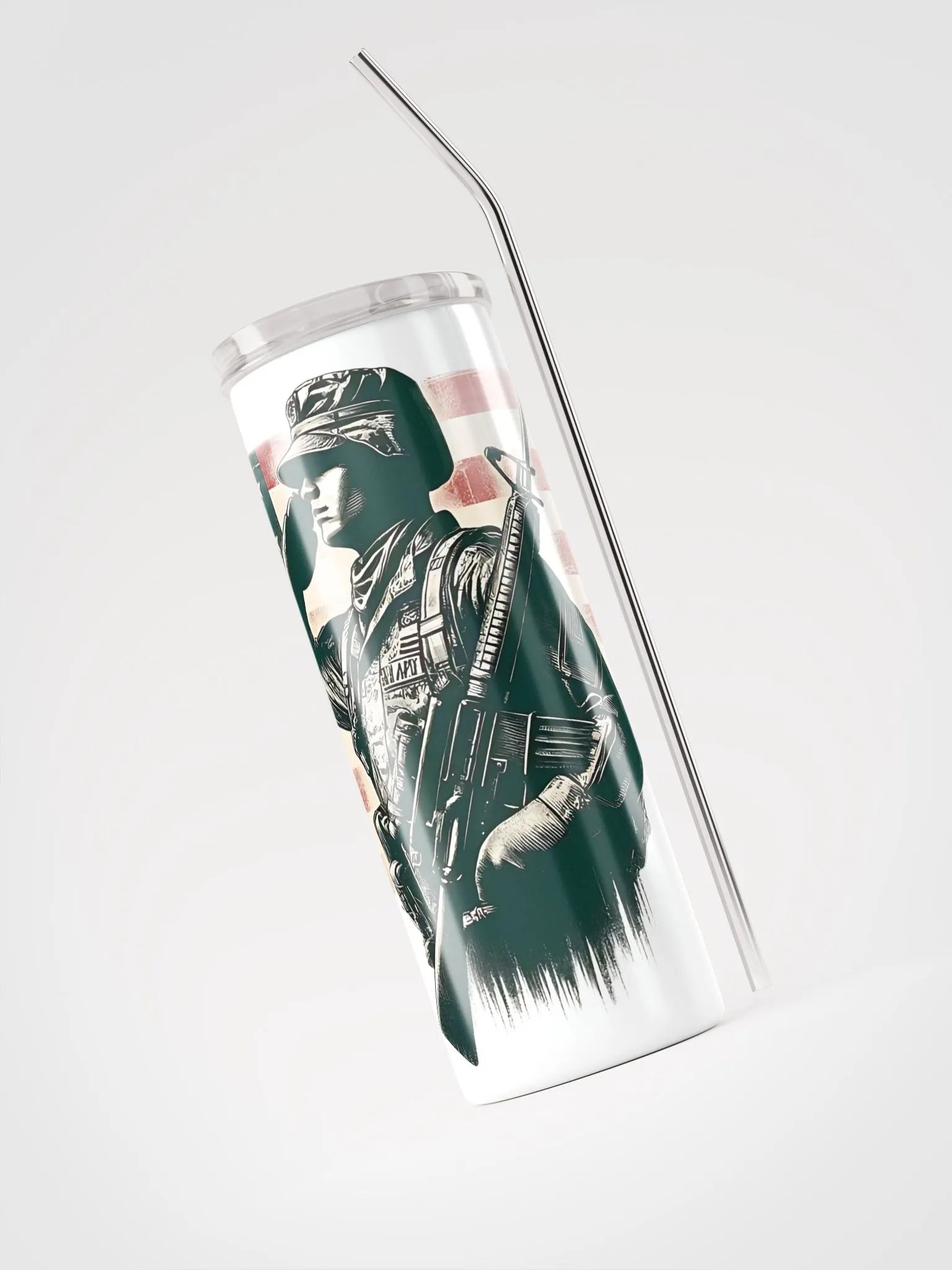 Saluting Soldier - Proud USA Patriotic Tribute Vintage Stainless Steel Tumbler product image (3)
