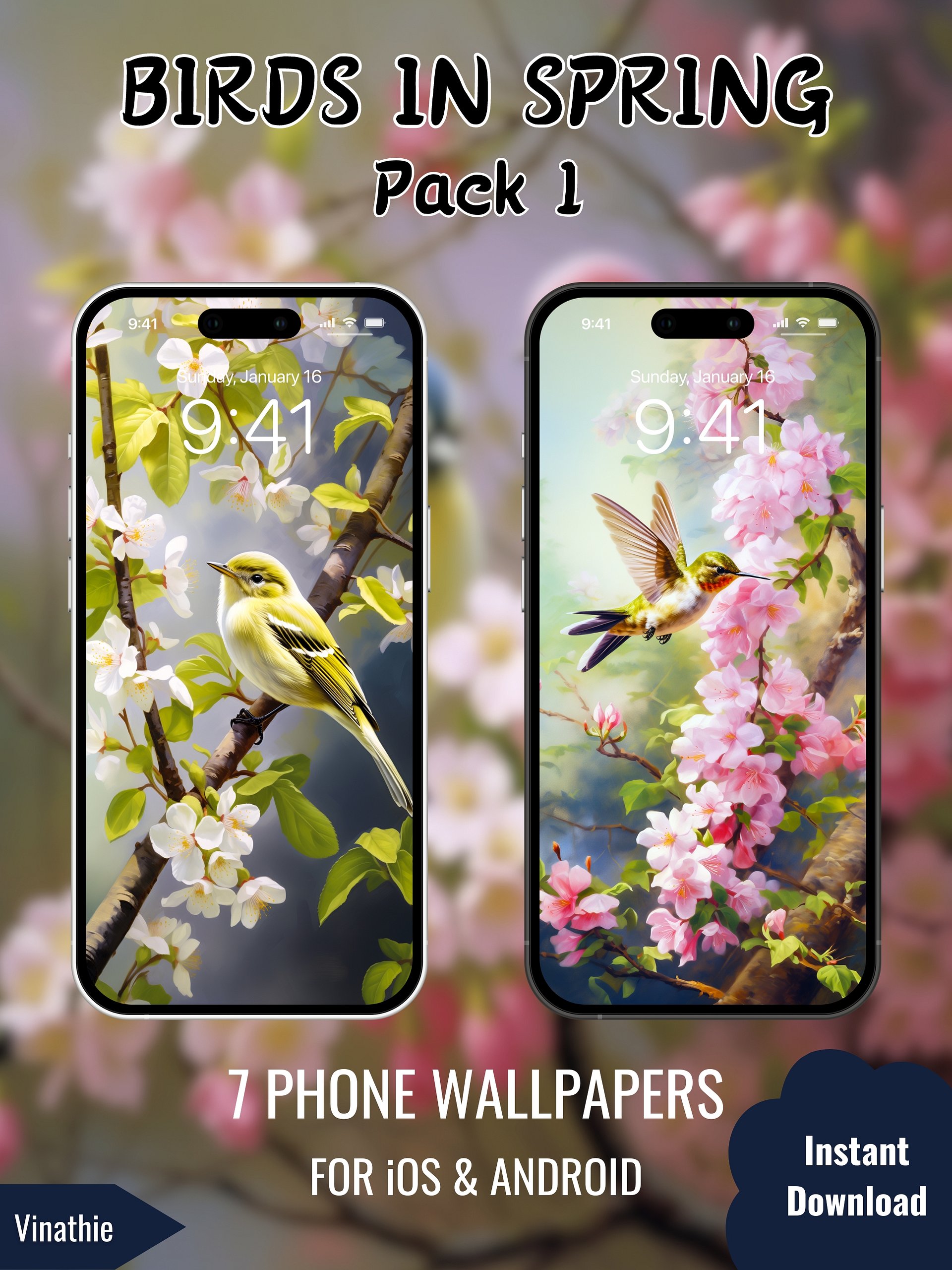 Birds in Spring | Pack 1 | Phone Wallpaper product image (3)