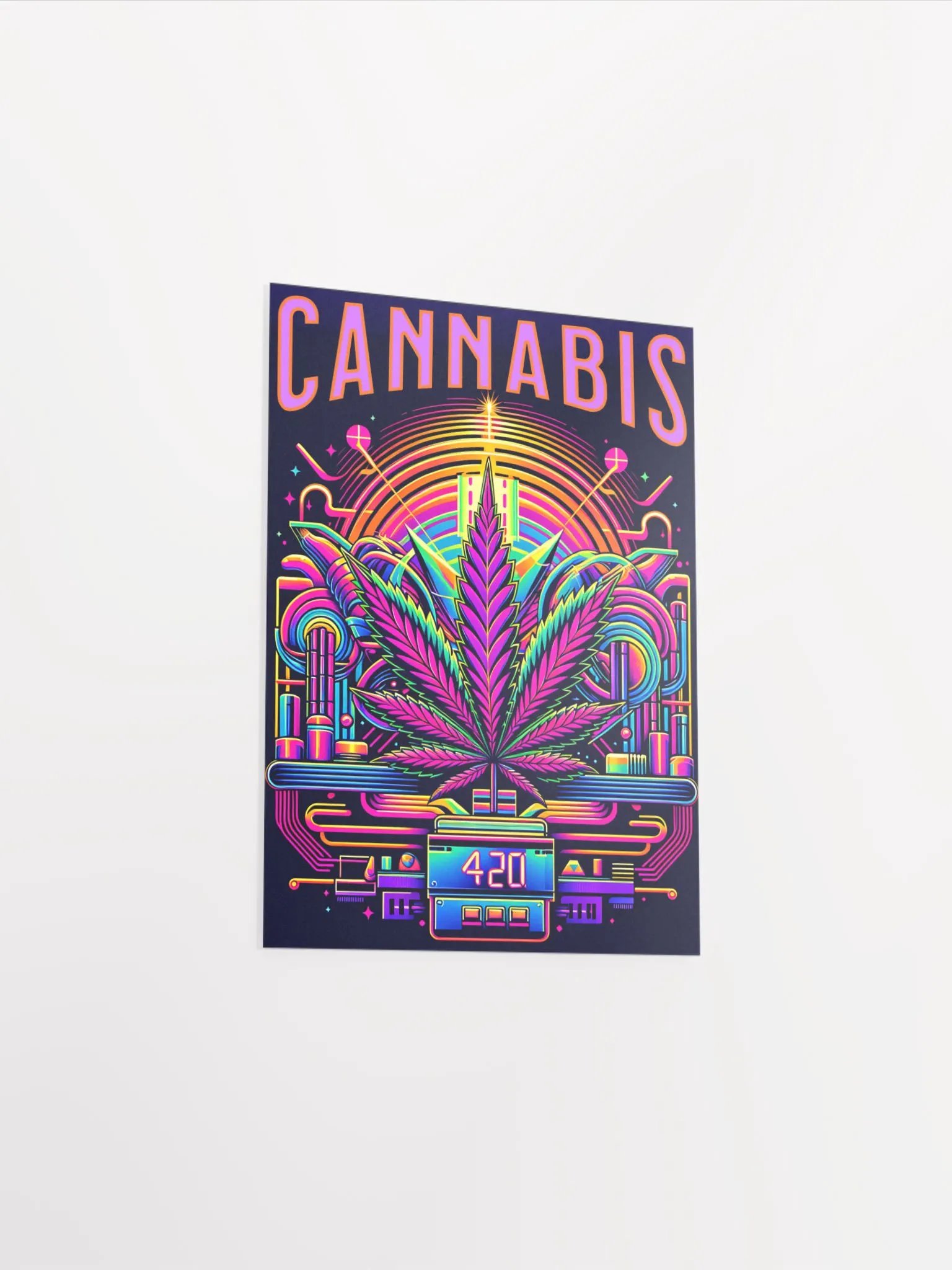 Cannabis 420 Synthwave Poster – Neon Glow Wall Art for Stoners product image (4)