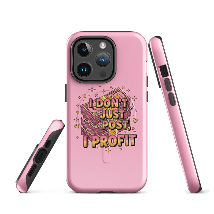 “I Don’t Just Post I Profit" Pink iPhone Case | MagSafe Compatible Entrepreneur Phone Cover for Content Creators & Boss Babes product image (3)