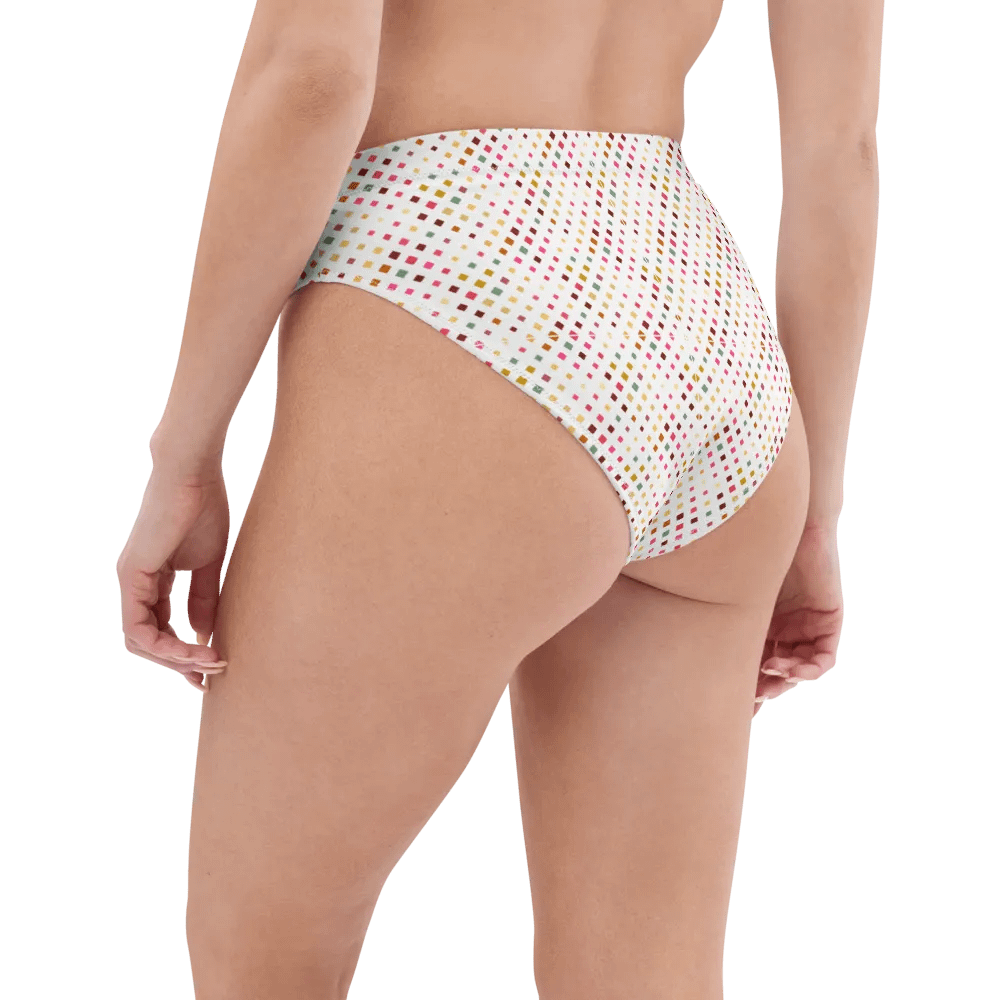 Colorful Square Pattern Design High Waist Bikini Bottom - V4 product image (4)