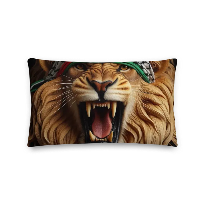 Roaring Lion Keffiyeh Premium Pillow | AI Design Free Palestina product image (2)