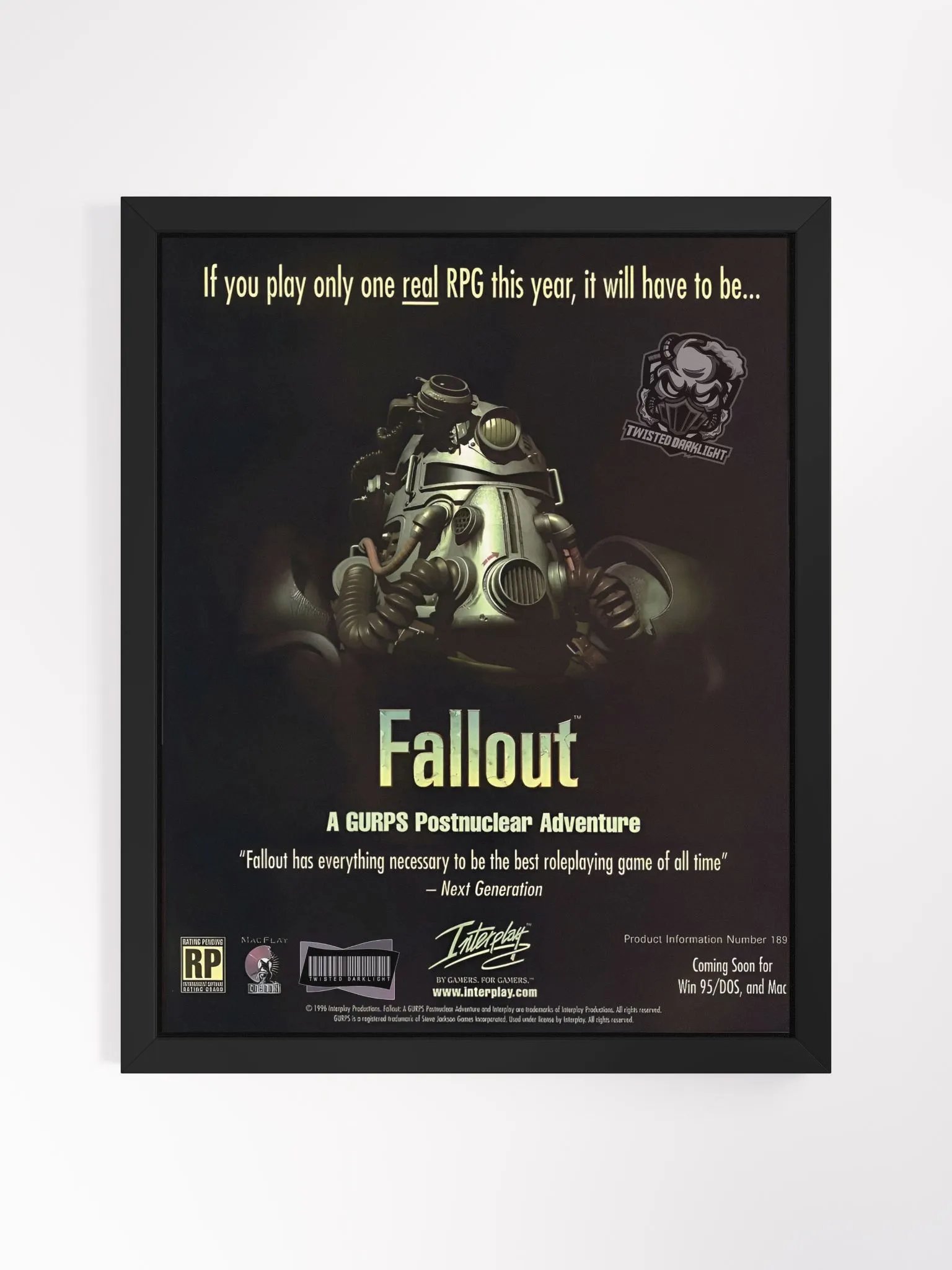 Retro Poster - Fallout Pre-release advert Poster from 1996. Size 16" x 20" product image (2)