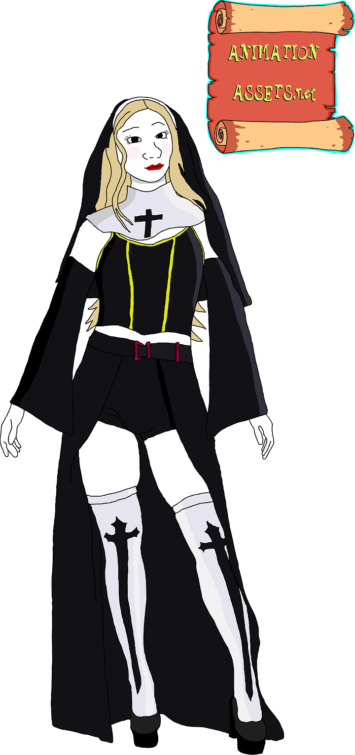 Nun Emily Standing/Sitting Front View | Adobe Animate Animation Pack product image (1)