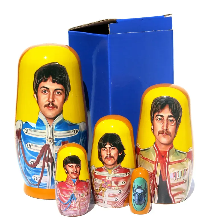 The Beatles Paul McCartney 5 Piece Nesting Doll set - Handcrafted Stacking Matryoshka Set - FREE U.S. SHIPPING! product image (2)