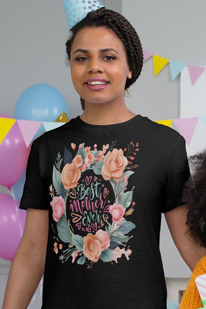 Mothers Day Floral Wreath Best Mother Ever T-Shirt product image (1)