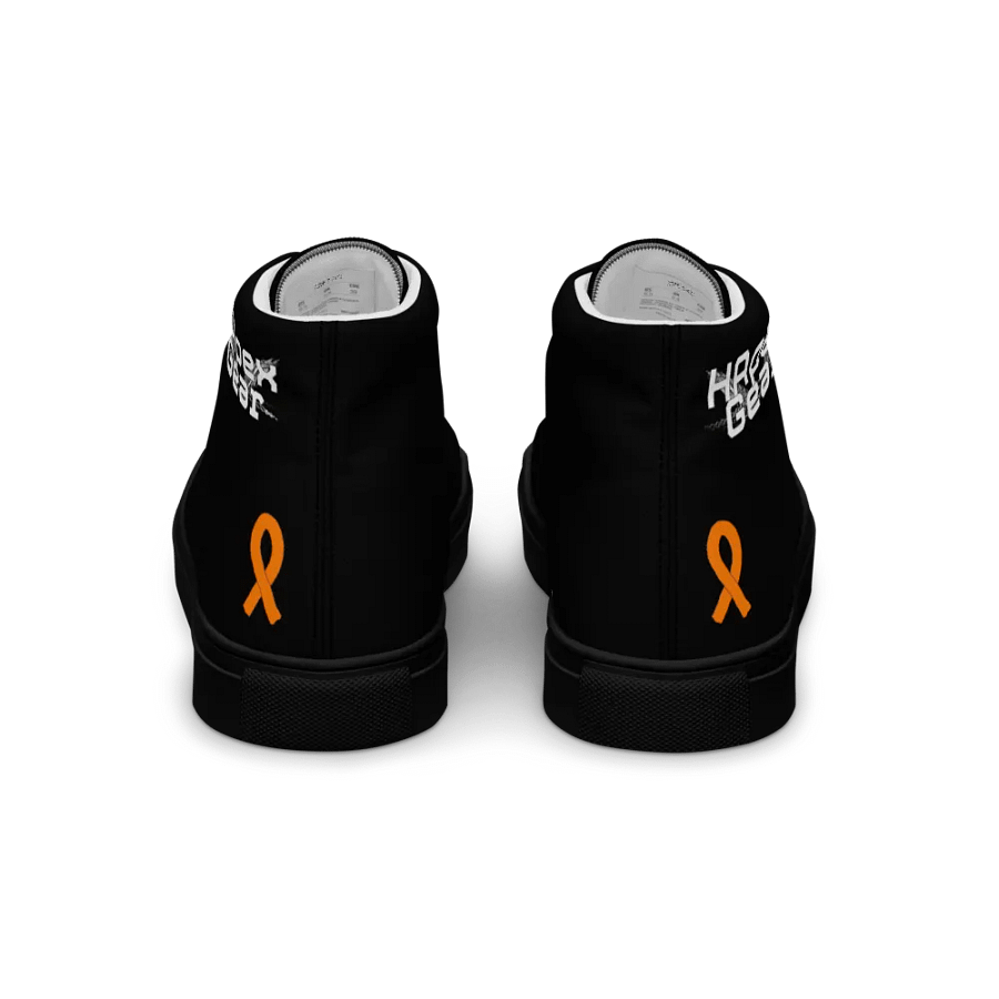 White HApex Gear White Logo Cancer Awareness Orange Ribbon. Black Men's High Top Canvas Shoes product image (5)