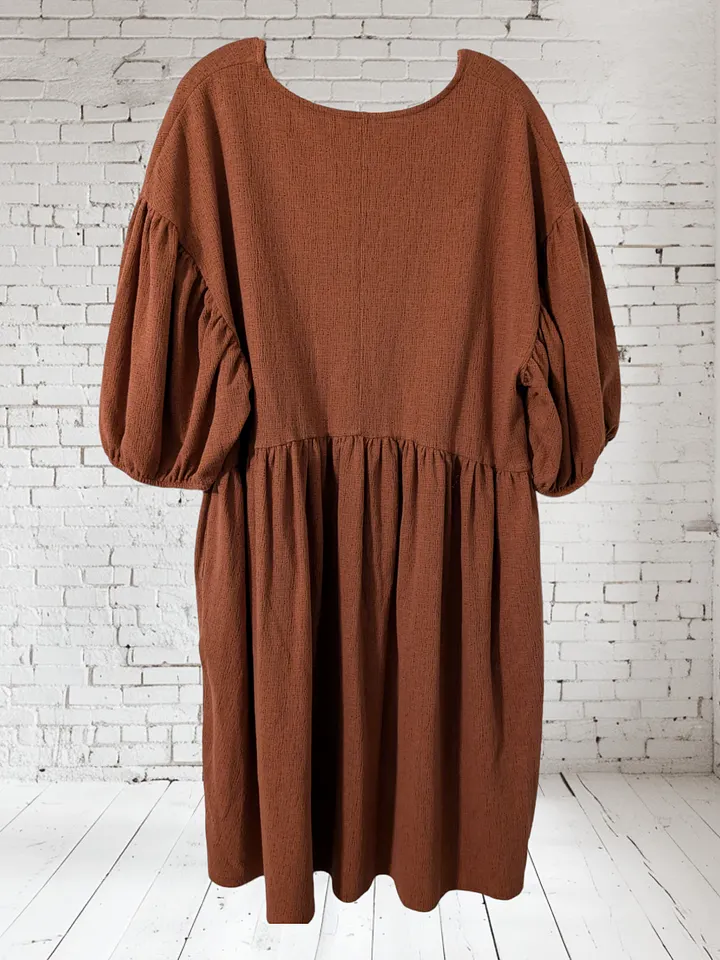 1X V-Neck Balloon Sleeve Dress product image (2)