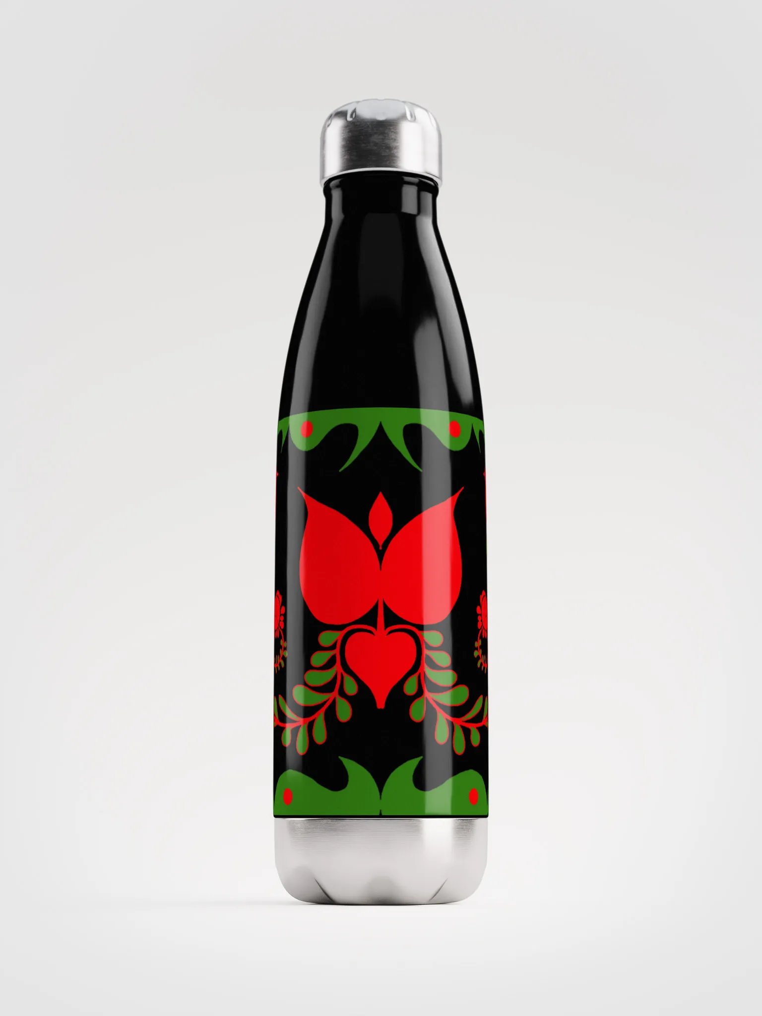 Hungarian Folk Art Birds Stainless Steel Water Bottle product image (1)