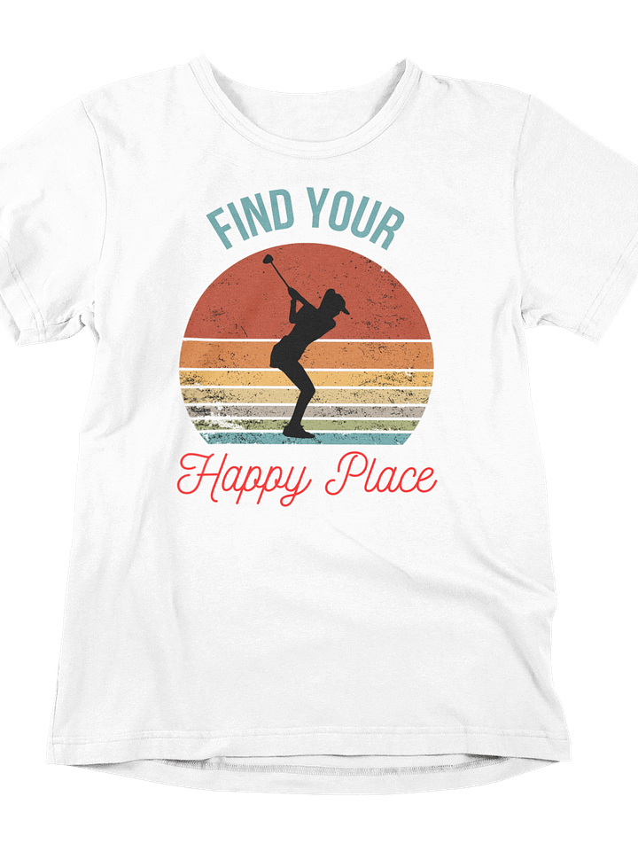 Find Your Happy Place - Female Golfer Silhouette Over a Retro Sunset product image (1)