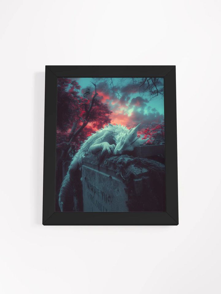 White dragon on a tomb - Framed High Quality Matte Poster product image (2)