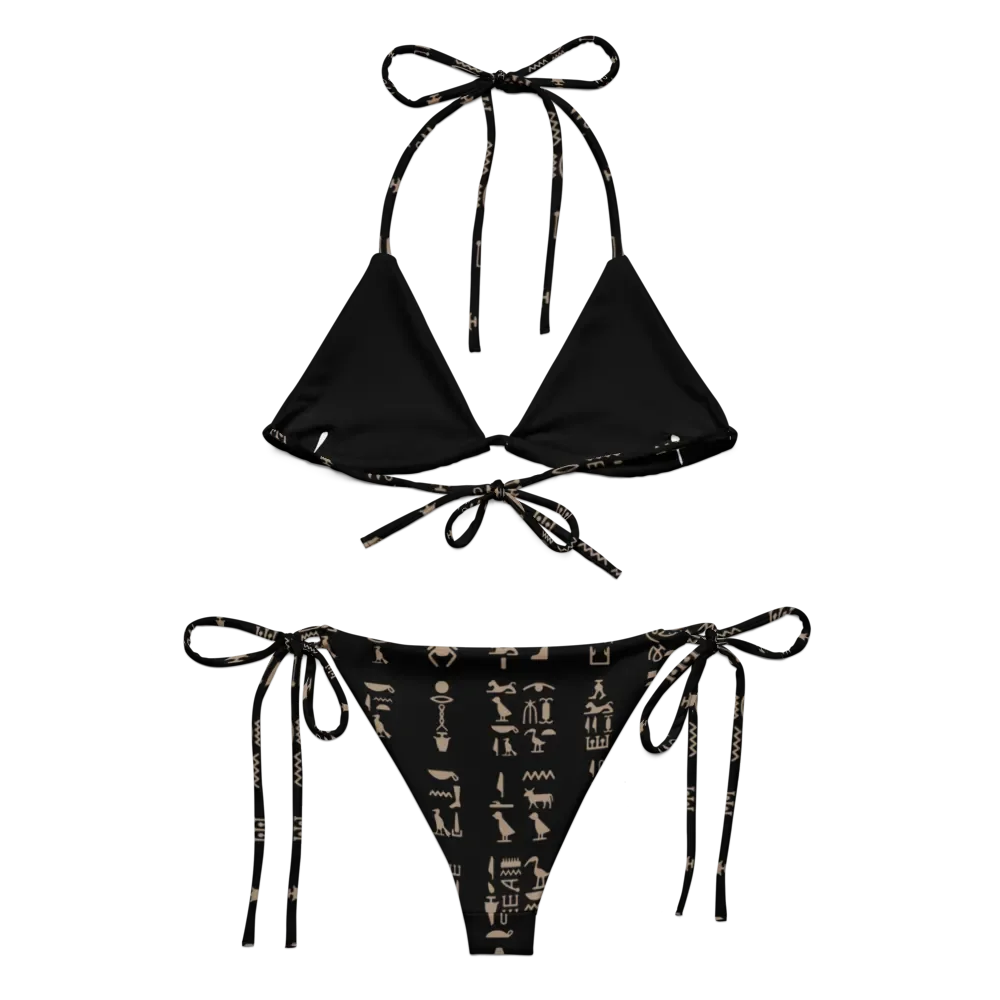 Isis Black Hieroglyphs String Bikini product image (4)