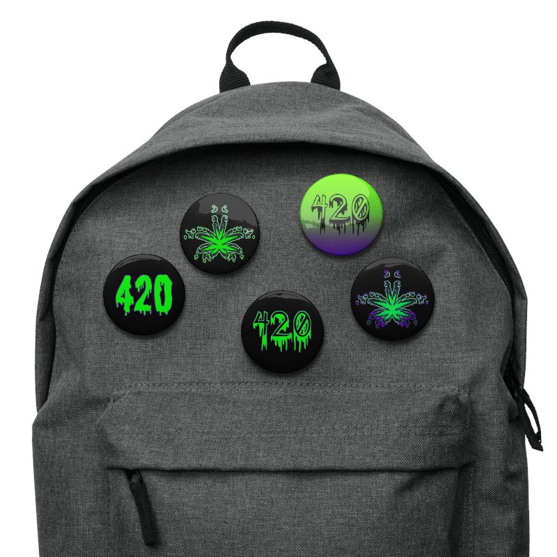 420 Green Purple Pot Leaf Pins, Creepy Cannabis Pin Button Set, Weed Lover Stoner Accessories product image (5)