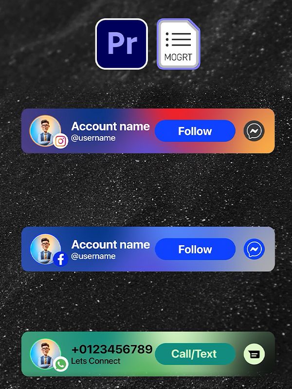 Social Media Lower Thirds Motion Graphics Pack (MOGRT) for Premiere Pro product image (3)