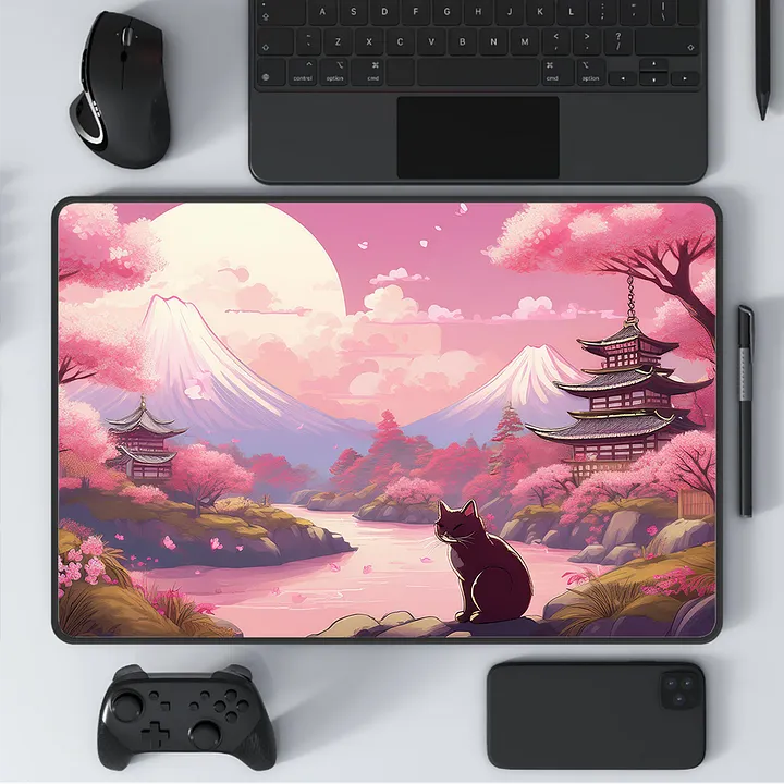 Whiskered Blossoms Large Mouse Pad (12 x 18) product image (1)