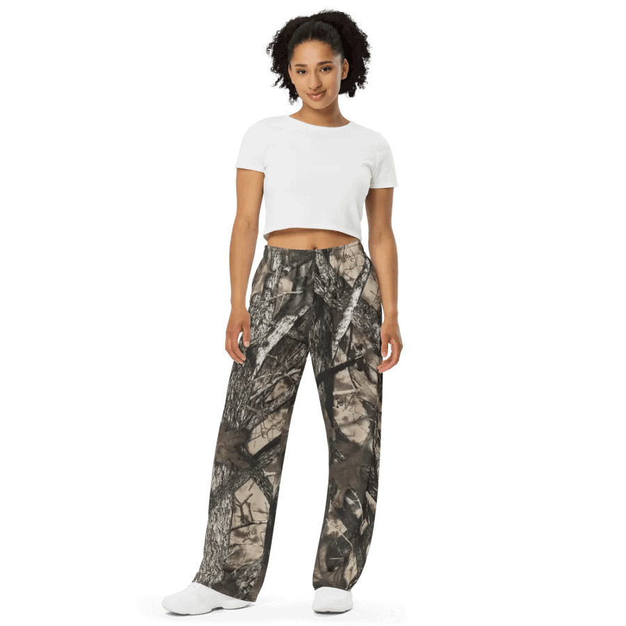 Forest Camo Unisex Wide-Leg Pants product image (9)
