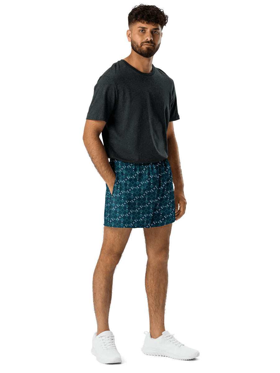 Facet Fantastic Blue Geometric All Over Print Unisex Athletic Short Shorts product image (5)