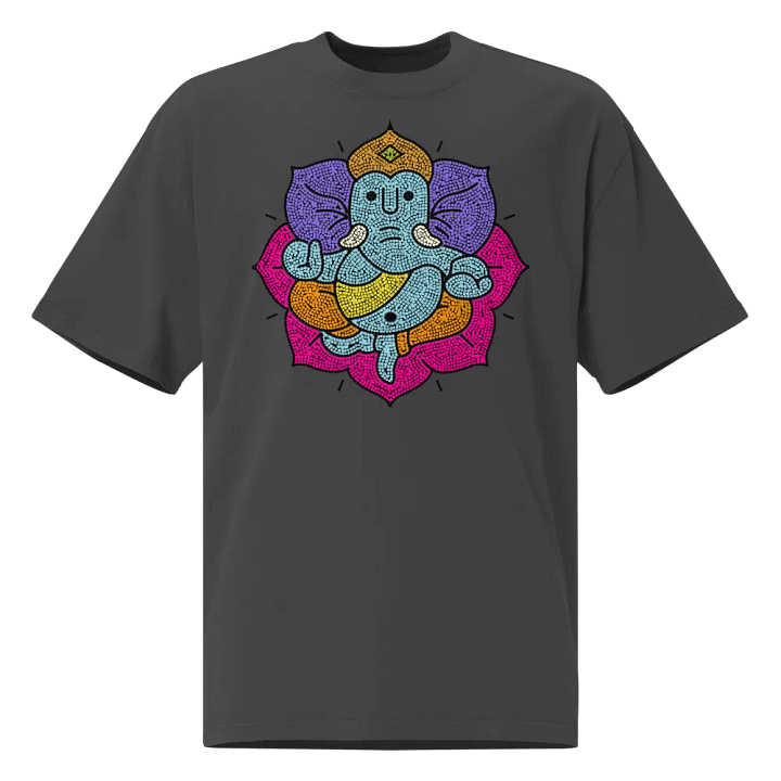 Ganesha Mosaic Lotus - Vibrant Spiritual Art Oversized Tee product image (1)