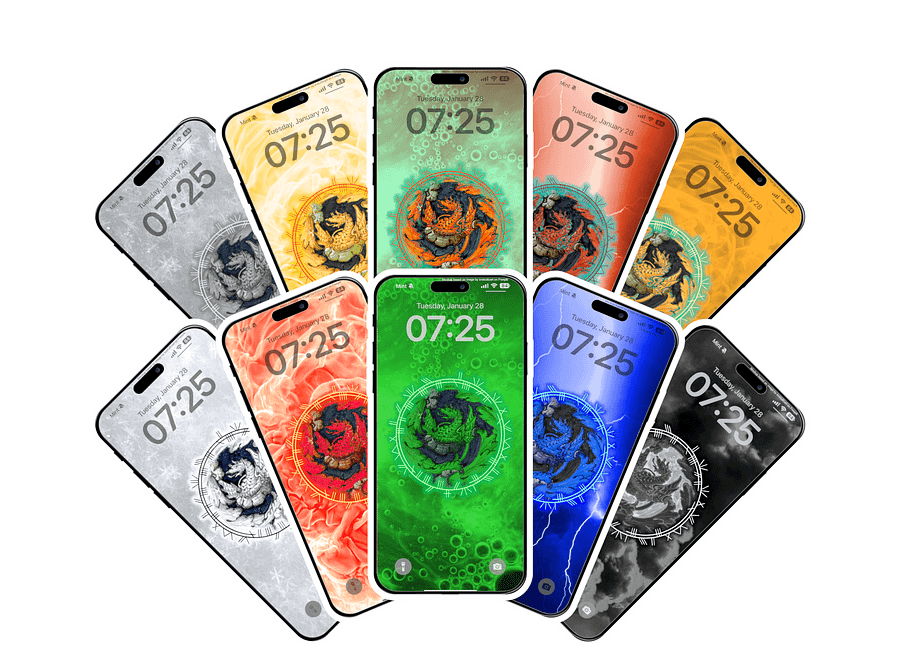 Chromatic and Metallic Dragons Phone Wallpaper Pack product image (1)