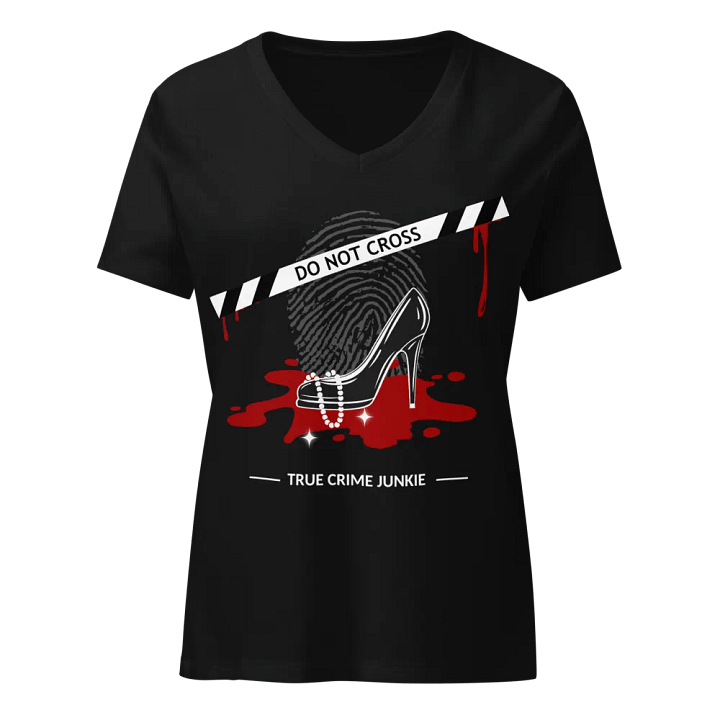 CrimeClothes Heels & Pearls Do Not Cross Relaxed V-Neck T-Shirt product image (49)