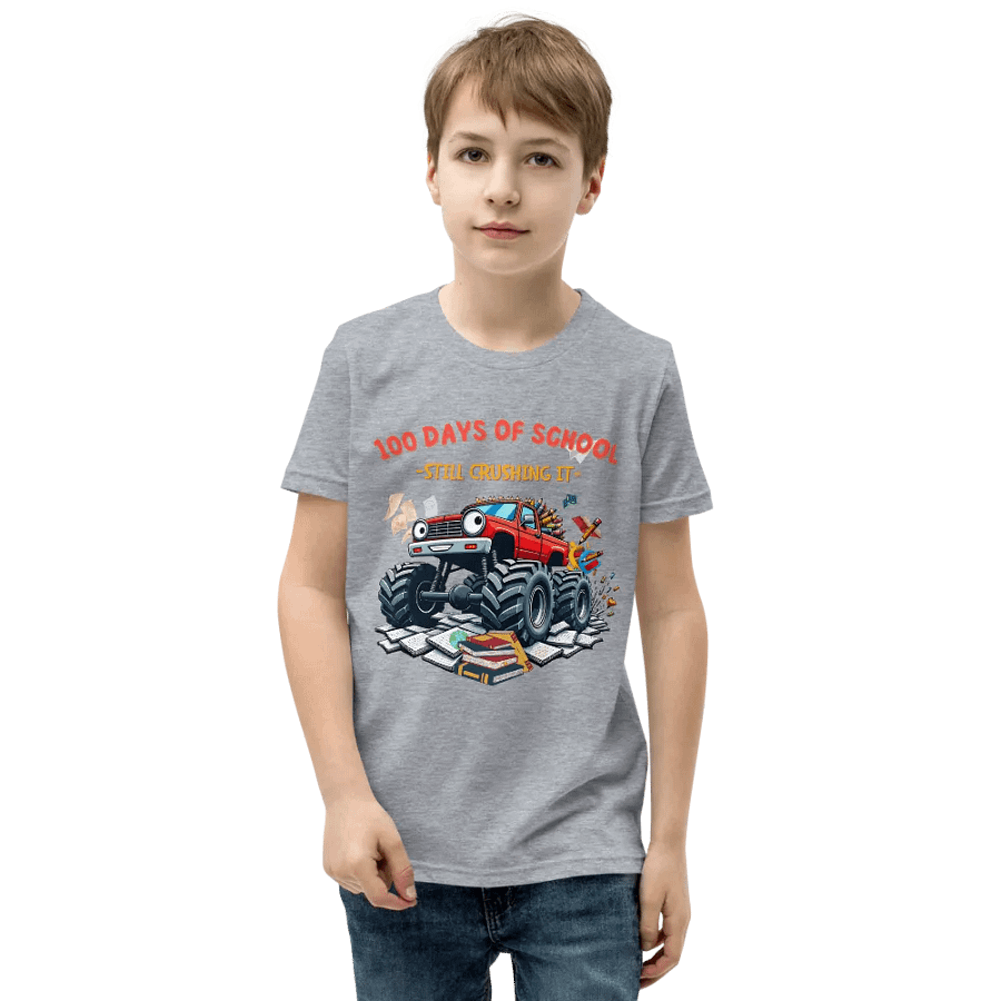 100 Days of School Monster Truck Youth T-Shirt product image (12)