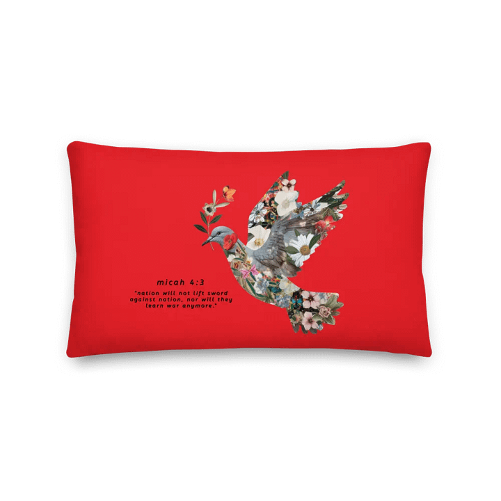 Floral Peace Dove | Micah 4:3 Red/Yellow Pillow product image (1)