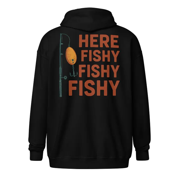 Funny Vintage Fishing Zip Hoodie – Here Fishy Fishy Fishy Retro Style product image (1)