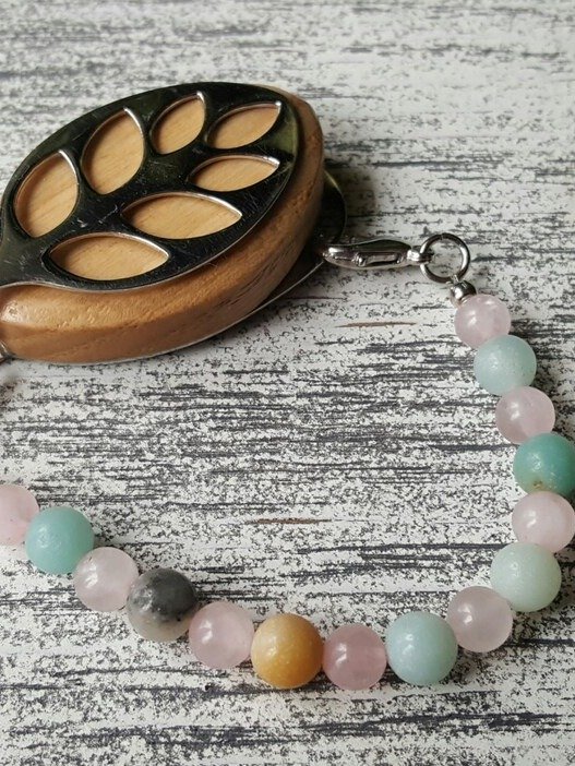 Positivity Bracelet | Rose Quartz & Amazonite | Handmade Accessory for Bellabeat Leaf Urban & Ivy product image (2)