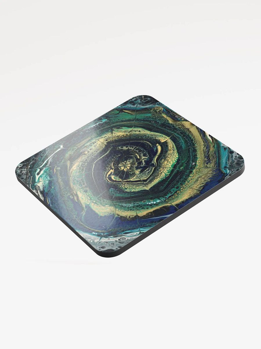 Midnight Halo - Abstract Acrylic Ring Pour, Set of 4 Printed Coasters product image (3)