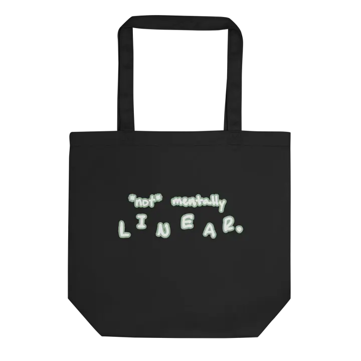 *not* mentally linear (lined design, #96B697) tote bag product image (1)