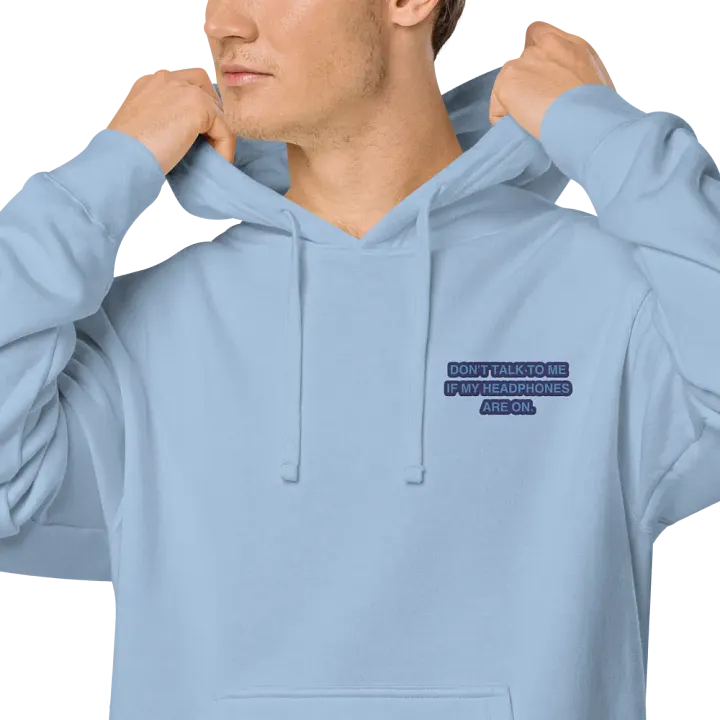L.C. HEADPHONES ON (electric design) embroidered pigment hoodie product image (1)
