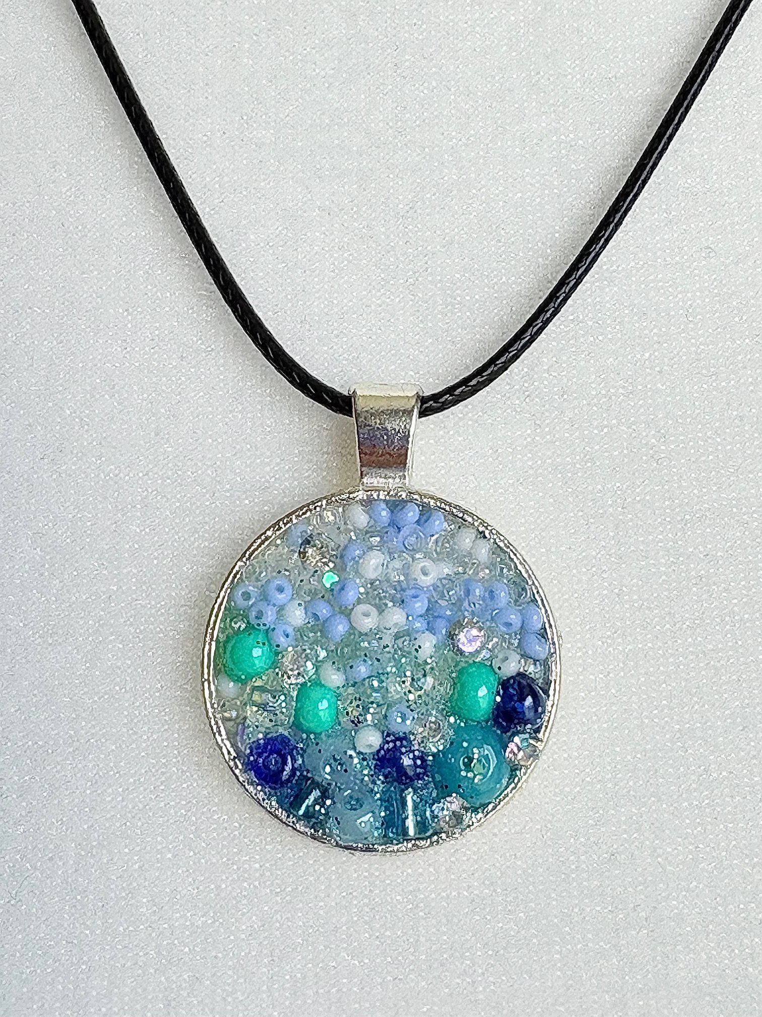 MFD-00003 | Ocean Dreamscape Pendant Necklace | Handmade Gradient Bead Art | Coastal Charm Jewelry by Monique Faella Designs™ product image (3)