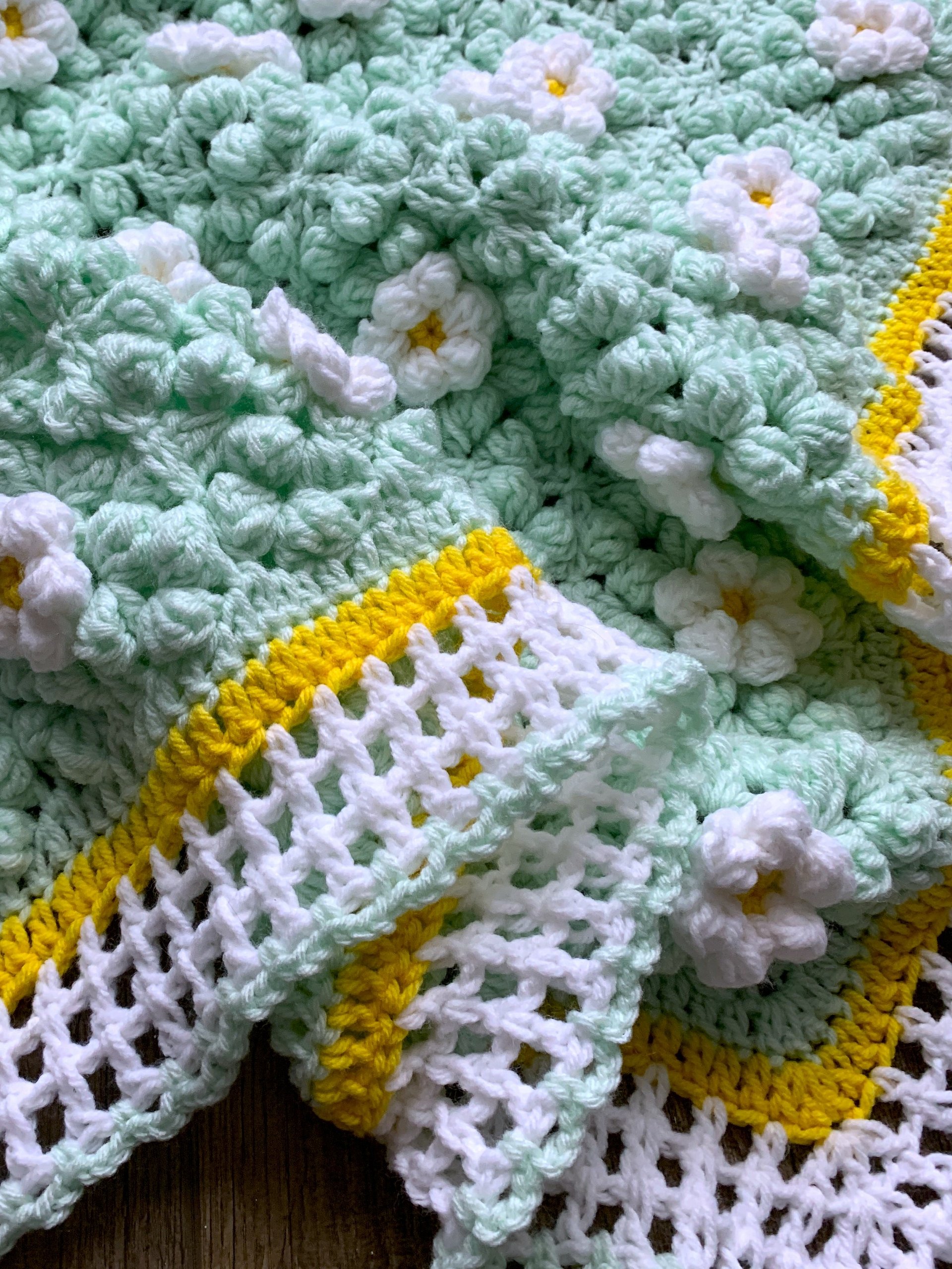 Daisy Flower Crochet Blanket Pattern, 3D Daisy Granny Square Textured Afghan product image (7)
