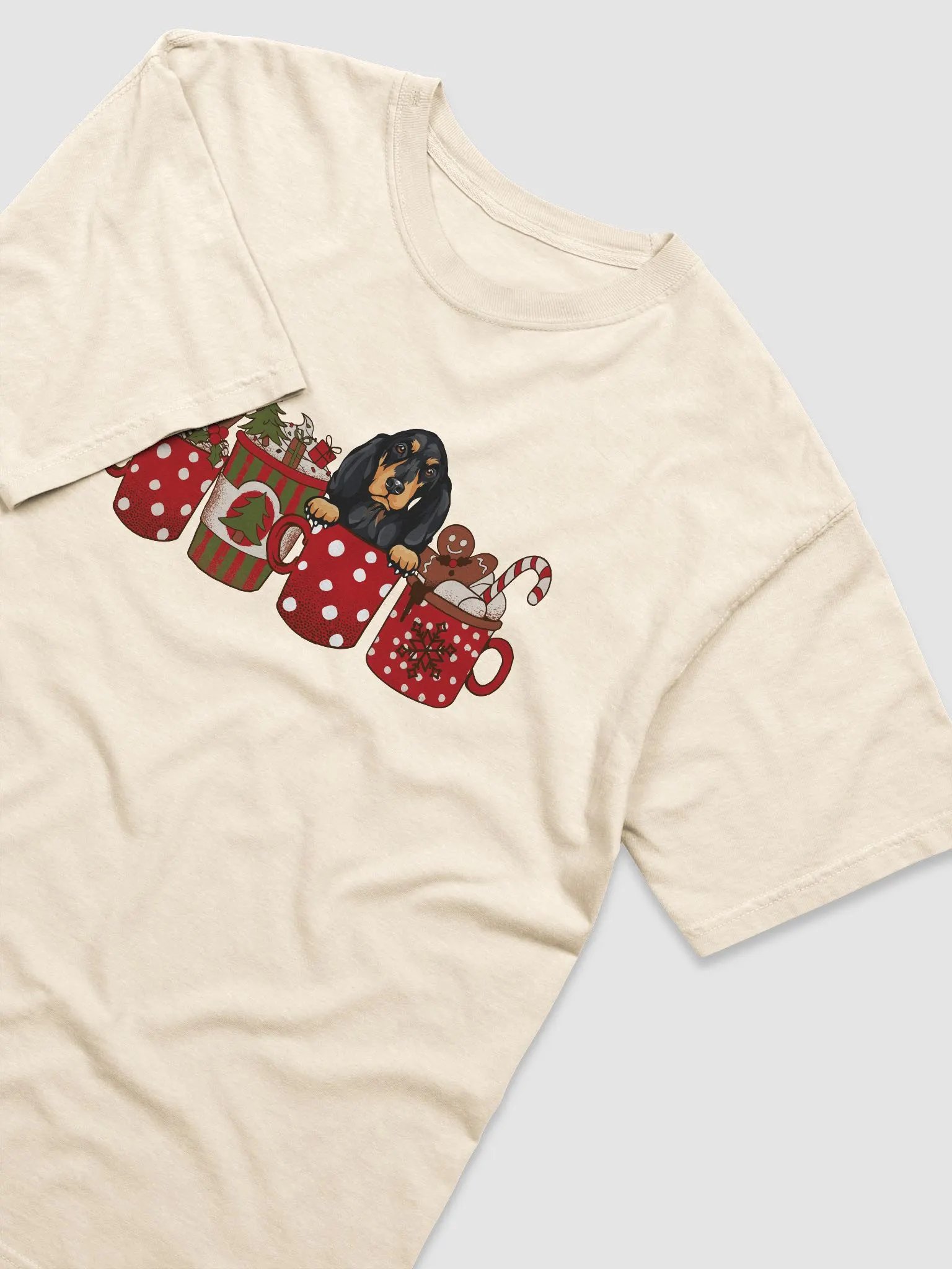 Cute Black & Tan Coonhound in a Christmas Cup T-Shirt | Funny Christmas Pup in a Cup product image (16)
