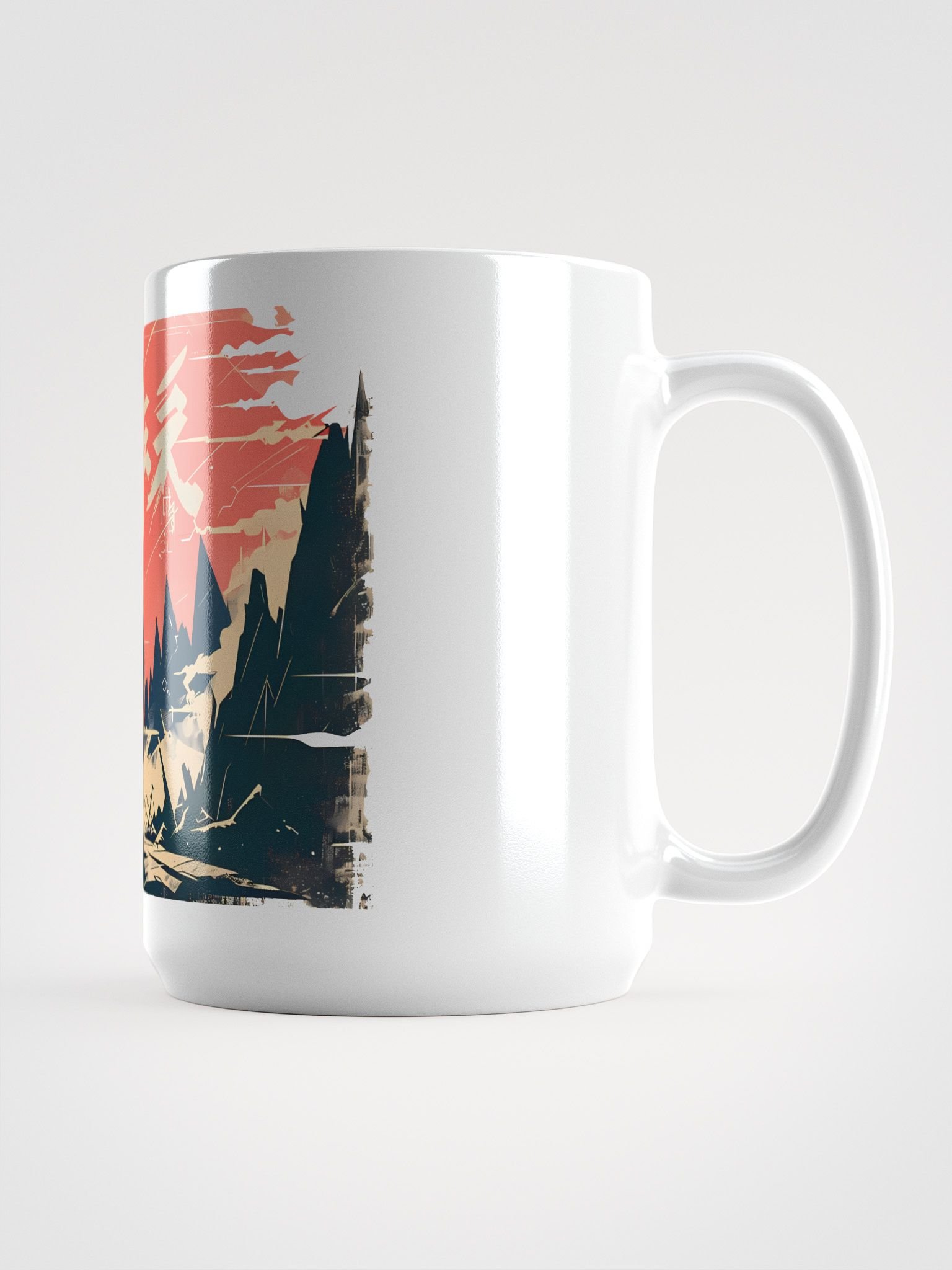Epic Fantasy Warrior Art - Vibrant Mountain Landscape Mug product image (1)