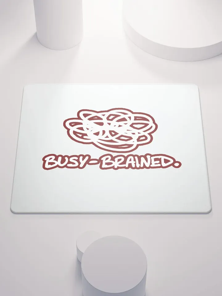 BUSY-BRAINED (lined design, #6D1616) mouse pad product image (1)