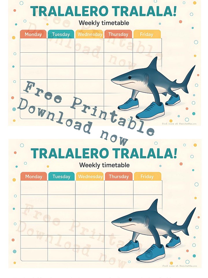 Tralalero Tralala Timetable – Cheerful Colorful Light Edition product image (1)