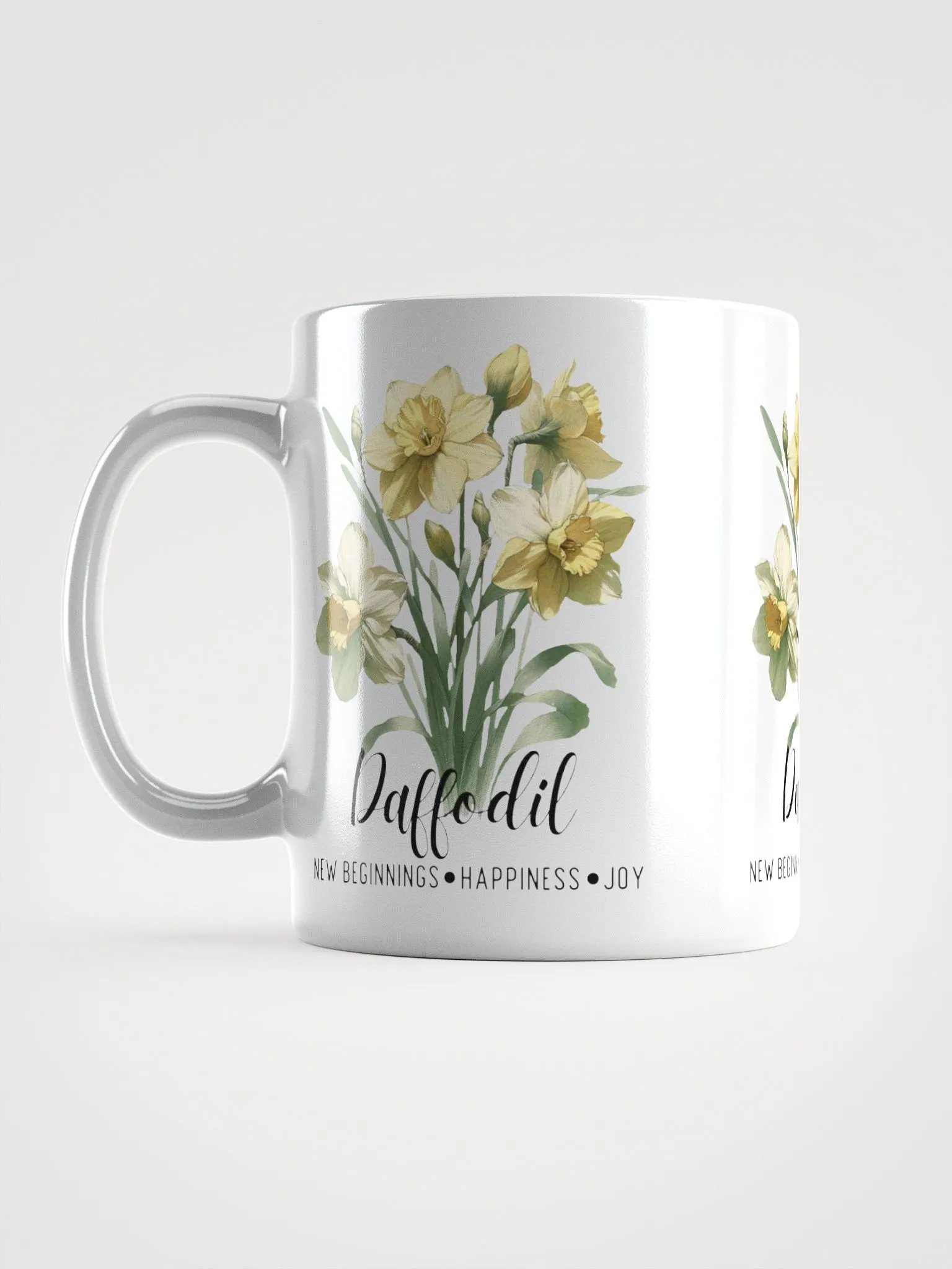 Daffodil Ceramic White Mug: New Beginnings, Happiness, Joy March Birth Flower product image (8)