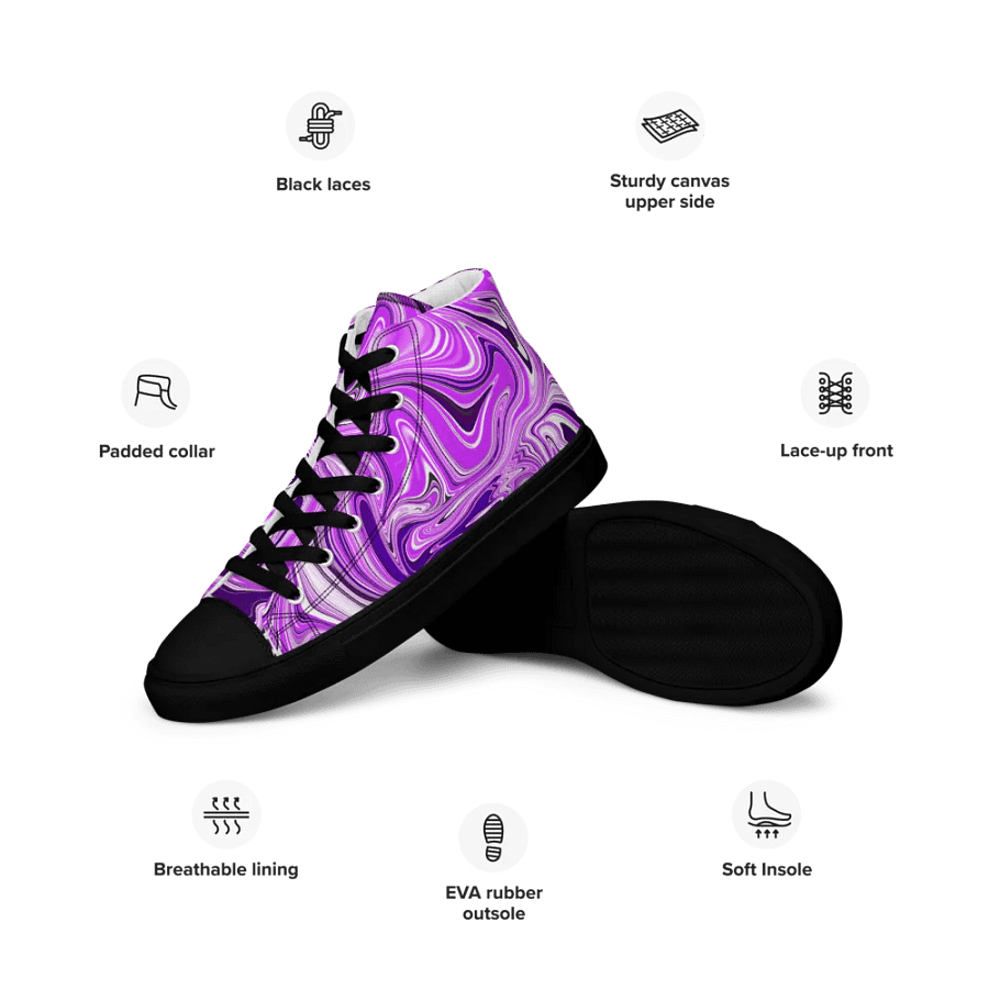 Women's High Top Canvas Shoes - Purple Digital Fluid Art product image (7)