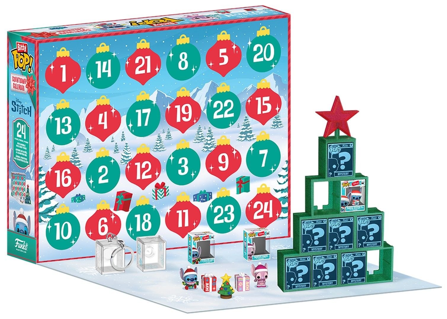 Calendar tematic Funko Bitty POP! Countdown Calendar: Stitch - Buildable Holiday Tree (2025) product image (1)