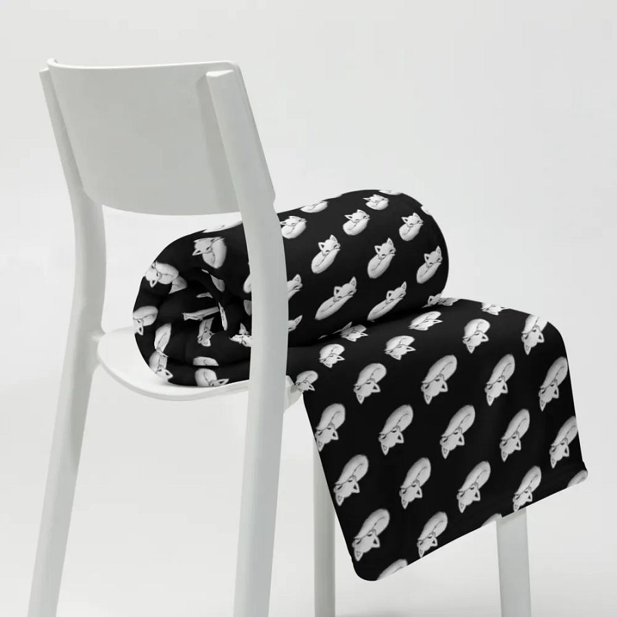 Sleepy Fox Throw Blanket with Black Background product image (11)