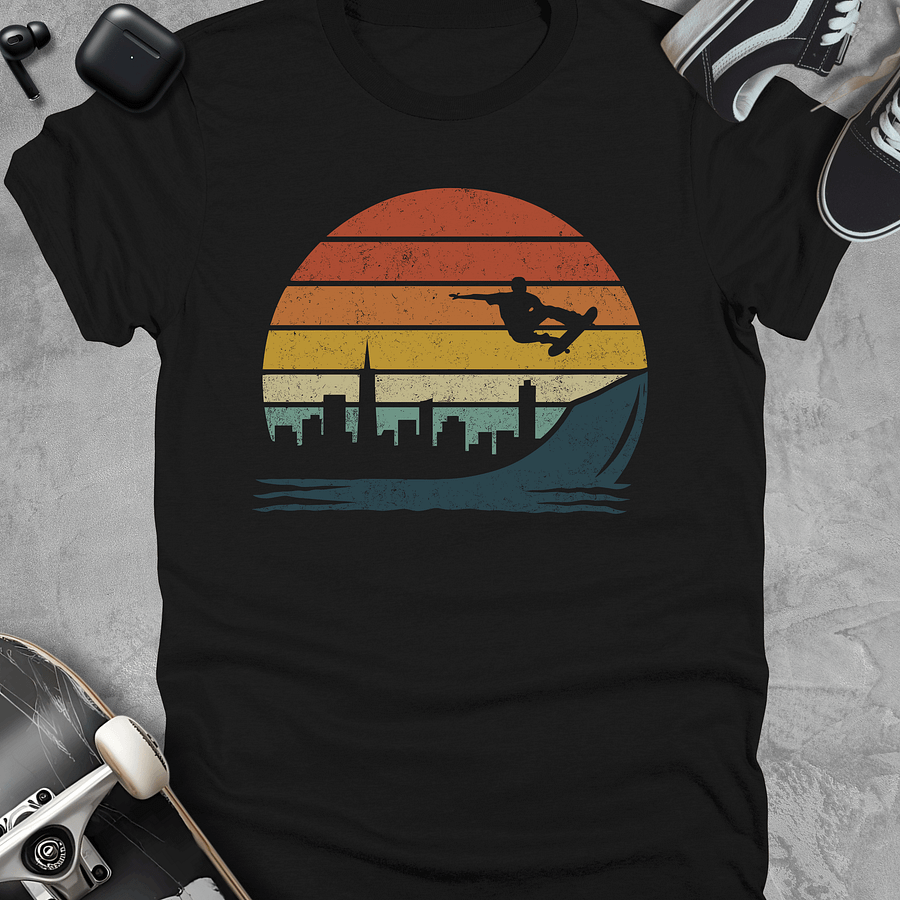 Vintage sunset skateboarding, Kids unisex t-shirt product image (1)