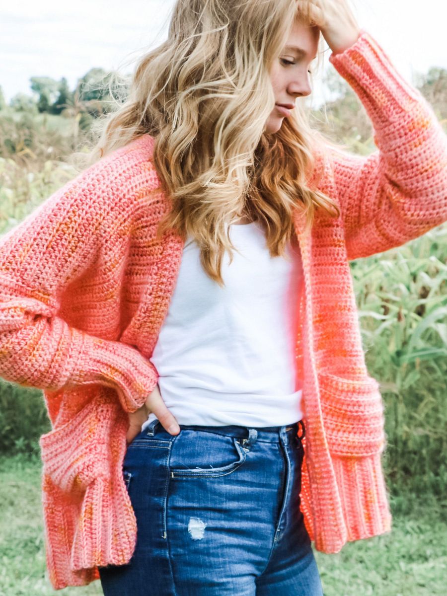 Fuzzy Peach Cardigan Crochet Pattern product image (9)